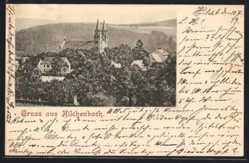 AK Hilchenbach, Ortsansicht mit Kirche und umliegenden Häusern