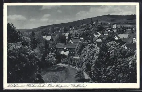 AK Hilchenbach /Siegen, Gesamtansicht des Ortes, Fachwerkhäuser, Kirche