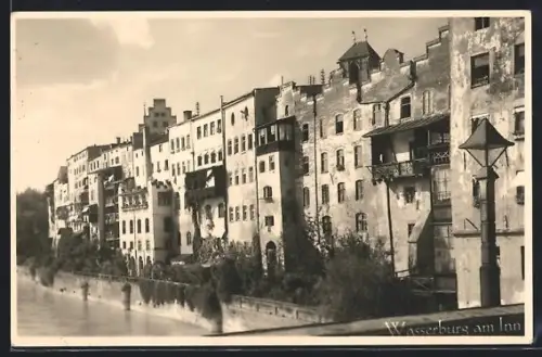 AK Wasserburg am Inn, Häuser am Innufer