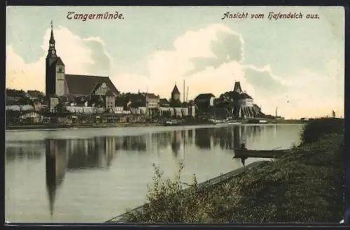 AK Tangermünde, Ansicht vom Hafendeich aus