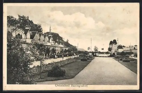AK Heringsdorf / Ostseebad, Promenade und Kurhaus