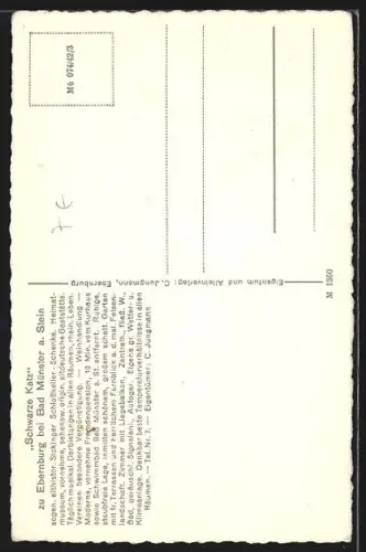 AK Bernkastel /Ebernburg, Sage der Schwarzen Katz, Weinkeller, Weinfass, schwarze Katze