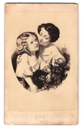 Fotografie Gemälde. zwei Kinder mit Weintrauben