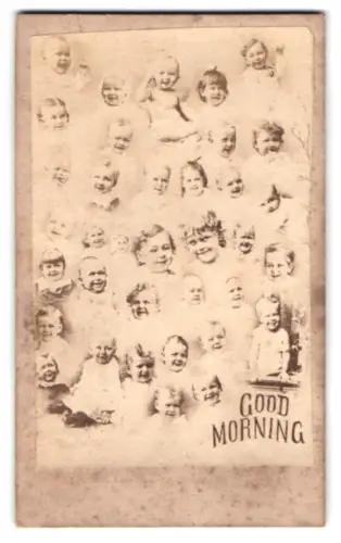 Fotografie Fotomontage Kinder wünschen Good Morning, Kinderköpfe