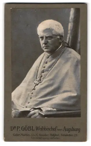 Fotografie Gebr. Martin, Augsburg, Portrait Dr. P. Göbel, Weihbischof von Augsburg