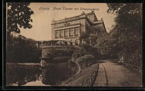 AK Leipzig, Neues Theater mit Schwanenteich