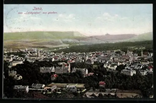 AK Jena, Stadtansicht vom Langrafen aus gesehen