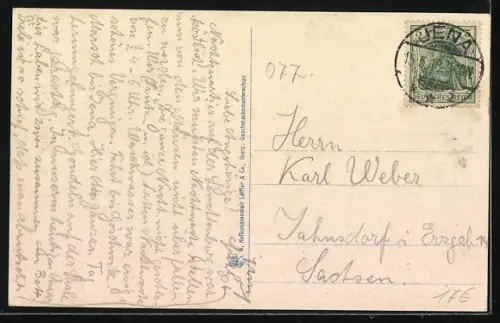 AK Jena, Stadtansicht vom Langrafen aus gesehen