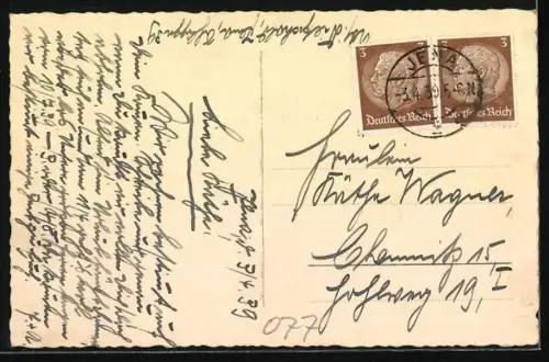 AK Jena, Blick vom Paradies auf Saale und Jenzig