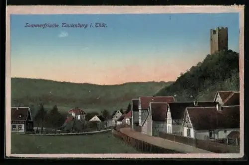AK Tautenburg i. Thür., Ortsansicht mit Burg