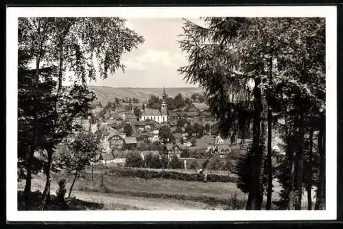 AK Wurzbach, Blick auf die Altstadt mit Villen und Kirche