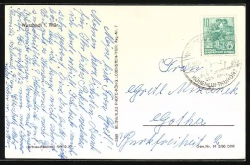 AK Wurzbach, Blick auf die Altstadt mit Villen und Kirche