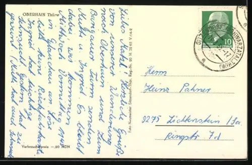 AK Oberhain /Thür., Strassenpartie mit Blumenschmuck