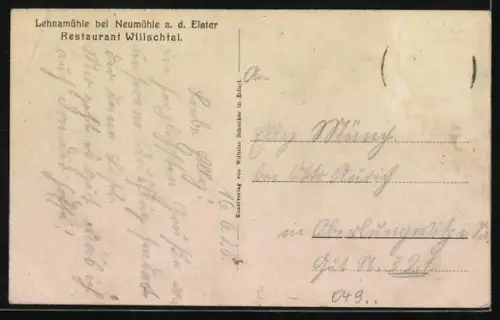 AK Neumühle a. d. Elster, Restaurant Wilischtal, Lehnamühle, Heiterer Blick & Amselstein