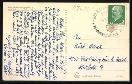 AK Blankenburg /Harz, FDGB-Erholungsheim Greifenstein