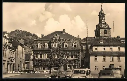 AK Bad Blankenburg /Thür. Wald, Markt mit PKW