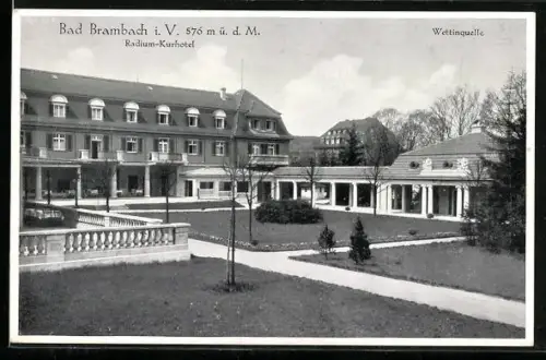 AK Bad Brambach, Radium-Kurhotel und Wettinquelle