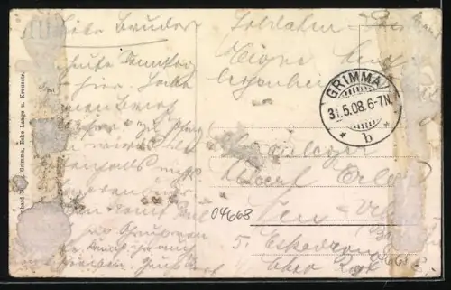 AK Grimma, Ortsansicht mit der Gattersburg