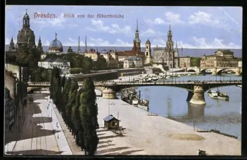 AK Dresden, Blick von der Albertbrücke