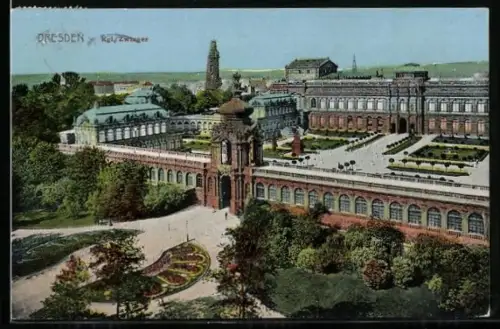 AK Dresden, Kgl. Zwinger aus der Vogelschau