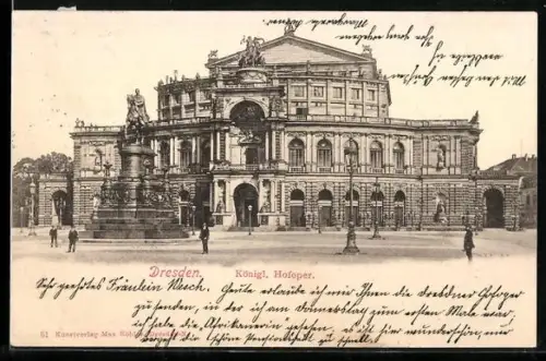 AK Dresden, Königliche Hofoper mit Passanten