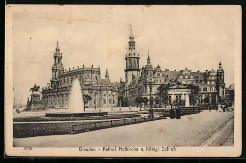AK Dresden, Kathol. Hofkirche u. Königl. Schloss