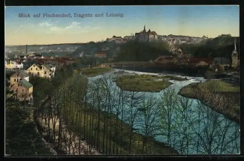 AK Fischendorf, Totalansicht mit Blick auf Tragnitz u. Leising