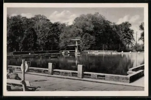 AK Naunhof b. Leipzig, Blick ins Waldbad