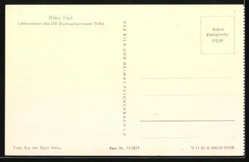 AK Flöha, Lehrkombinat des VEB Baumwollspinnerei