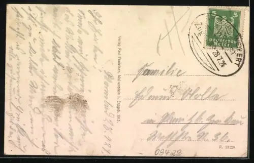 AK Wolkenstein i. Erzgeb., Gasthaus Waldmühle aus der Vogelschau