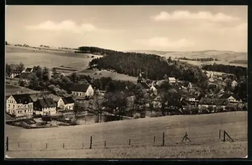 AK Weissbach /Zschopau, Ortsansicht aus der Vogelschau
