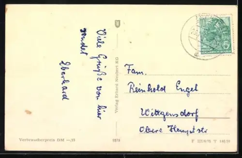 AK Wolkenstein, Strassenpartie, Freibad und Fachwerkhaus