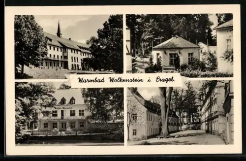 AK Wolkenstein, Quelle, Kaffee Warmbad, Ortspartie