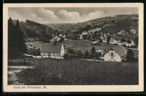 AK Pobershau /Sa., Ortsansicht aus der Vogelschau