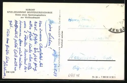 AK Seiffen /Erzgeb., Stube eines Spielzeugmachers zur Weihnachtszeit