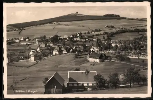 AK Seiffen / Erzgeb., Ortsansicht mit Schwartenberg
