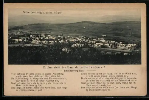 AK Scheibenberg i. Erzbeg., Ortsansicht aus der Vogelschau