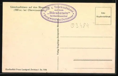 AK Oberwiesenthal, Unterkunftshaus auf dem Bärenstein