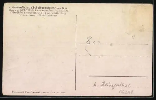 AK Scheibenberg i. sächs. Erzgeb., Aussichtsturm mit Restaurant, Bes. Otto Estler