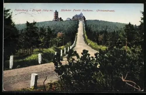 AK Oberwiesenthal, Blick auf den Fichtelberg