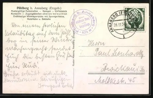 AK Annaberg /Erzgeb., Ortsansicht vom Pöhlberghaus