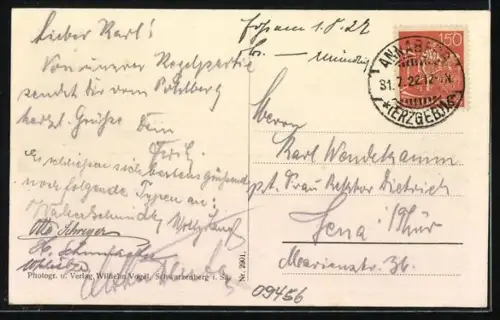 AK Annaberg /Erzgeb., Ortsansicht mit Schreckenbergruine