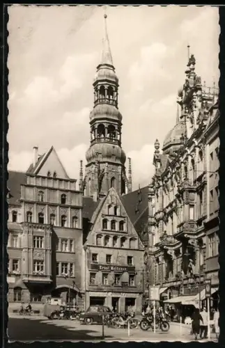 AK Zwickau /Sachsen, Hauptmarkt, Kirche, Geschäft Ernst Meitzner