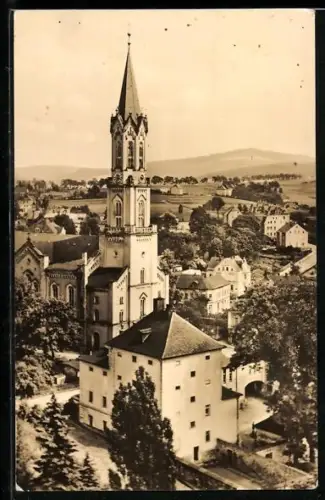 AK Eibenstock /Erzgeb., Kirche und Ort aus der Vogelschau