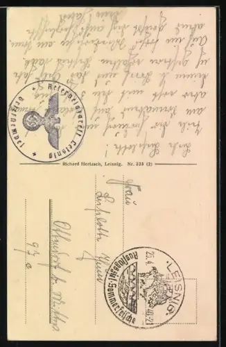 AK Leisnig, Burgansicht aus der Vogelschau