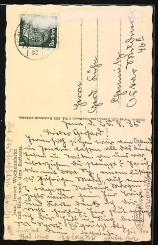 AK Jena, Wochenmarkt mit Rathaus-Blick