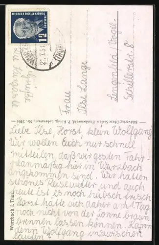 AK Wurzbach /Thür., Ortsansicht mit Kirche und Umgebung