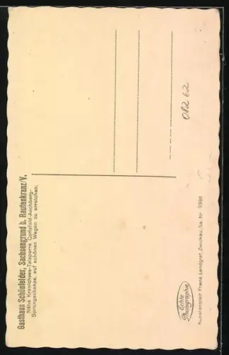 AK Sachsengrund bei Rautenkranz, Gasthaus Schönfelder, Ortsansicht