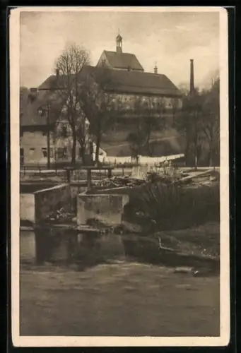 AK Remse a. d. Mulde, Kirche und Flussufer