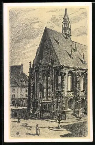 Künstler-AK Zwickau, Dom, Teilansicht Ostseite